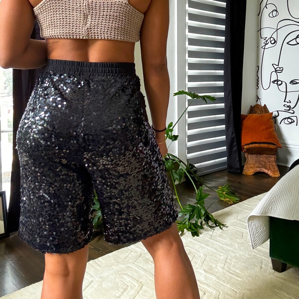 Black sequin shorts